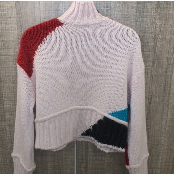 ZARA COLOR BLOCK WOOL BLEND KNIT SWEATER PINK - Picture 6 of 8